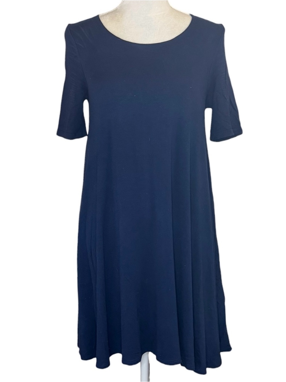Forever 21 Womens Medium Navy Blue A Line Swing Dress Short Sleeve